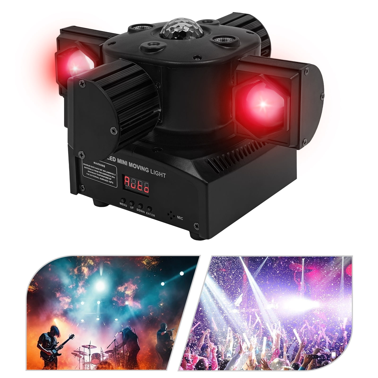 Wildnix 230W Stage Lights, DMX512 and Voice Control LED Spotlights with Adjustable Aperture, 7 LEDs & 2 Laser Lights for Performance & Concerts