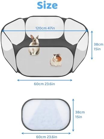 Small Animal Playpen, Pop-Up Portable Play Yard for Guinea Pigs, Rabbits, Hamsters, Hedgehogs, Foldable Exercise Fence with Breathable Mesh for Indoor Outdoor Use