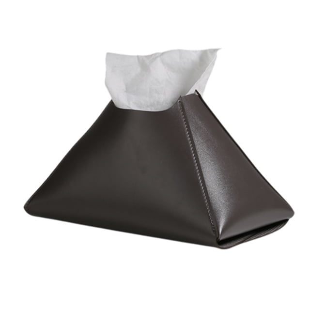 Porta pañuelos de piel sintética, funda decorativa para caja de pañuelos, caja piramidal, dispensador de pañuelos de sobremesa para mesa de comedor, encimera, coche o oficina.