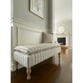 thumbnail image 4 of SEAT4U Neutral Linen with Gray Ticking Fabric Upholstered Pillowtop 48" Rovigo Ottoman Bench, 4 of 6