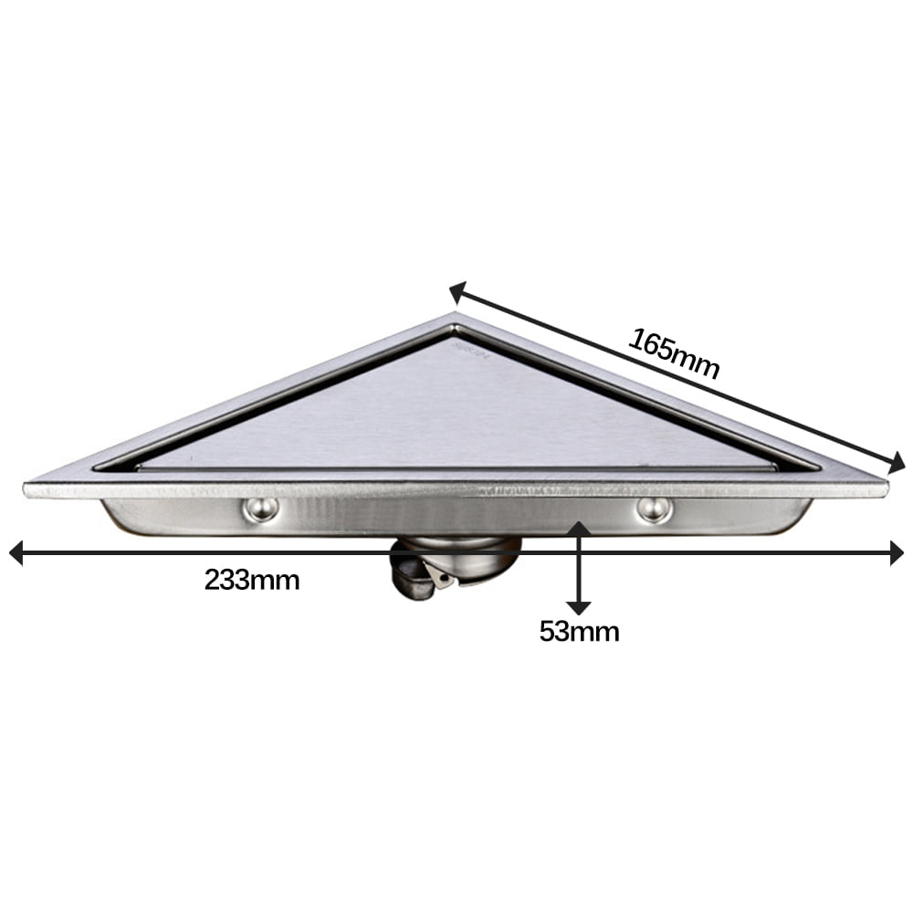 304 Stainless Steel Triangle Tile In Floor Drain Invisible Anti-odor Gravity 