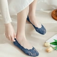 thumbnail image 2 of Xfvqtps Womens No Show Socks Lace Flower Printing Shallow Mouth Socks Ventilate Invisible Socks Sweat Absorbing Cotton Socks Blue, 2 of 5