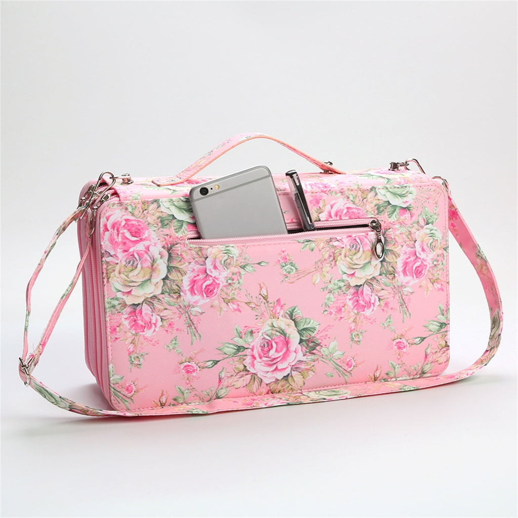 120 Slot Markers Organizers Carrying Bag with Shoulder Strap Multifunctional High Capacity Multilayer Marker Holder Case