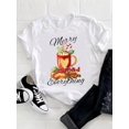 thumbnail image 1 of Camisetas estampadas de manga corta para mujer, ropa de moda con estampado de estrella, árbol de acuarela, tendencia linda, Feliz Navidad, Año Nuevo, 1 of 4
