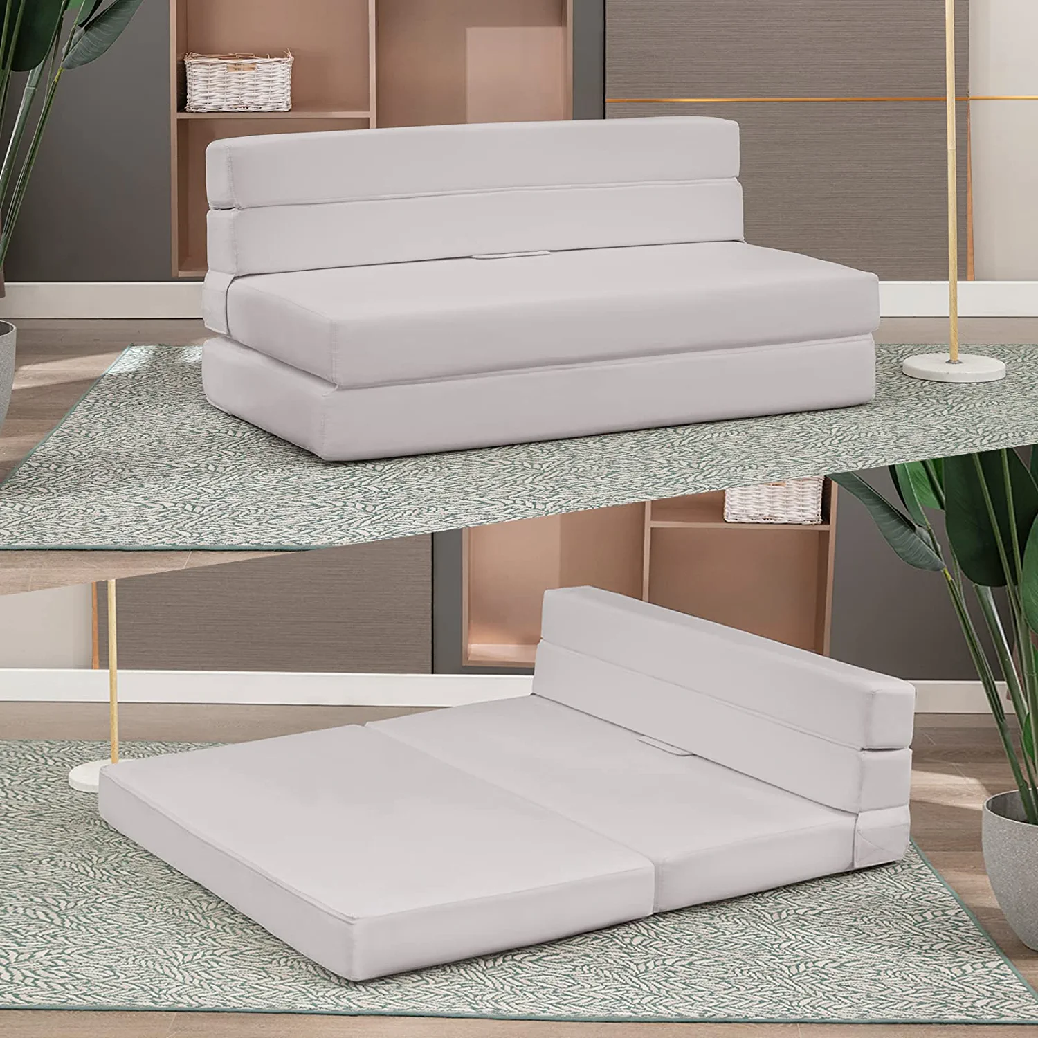 Mjkone Folding Futon Sofa Bed,Full Size Convertible Couch Sleeper,Fold