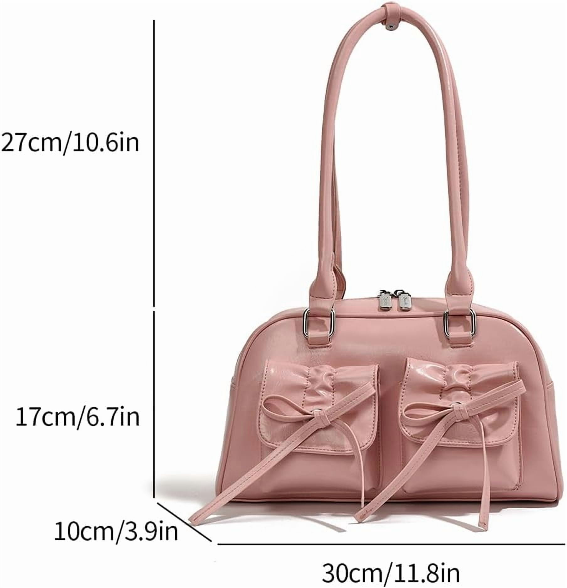 CAILDANL Cute Bow Purse Aesthetic Japanese Shoulder Bag Faux Leather Tote Bag Y2k Red Handbag Purse
