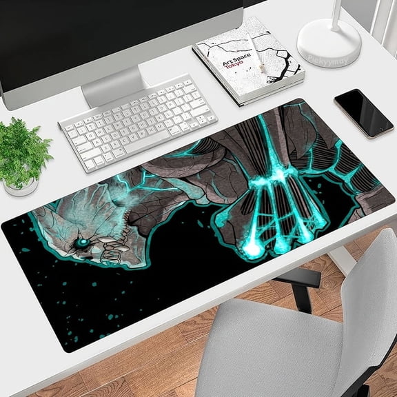Dynamic Manga Kaiju Attack Large Gaming Mouse Pad - Ultra-Smooth, Non-Slip Waterproof Rubber Base, Stitched Edges, 31.5x11.8 inch, Office & Home Computer Accessories, Home Office Mat