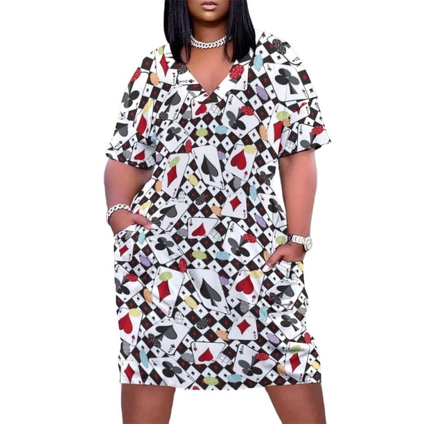 Vestido de bolsillo suelto con diseño de naipes de casino, vestido de invitada de boda 2025, vestido de cumpleaños sensual para mujeres y niñas
