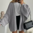 thumbnail image 6 of Stichou Cardigan Sweaters for Women Oversized Open Front Chunky Knit Cardigans Lightweight Lantern Long Sleeve Fall Sweater Gray 2XL, 6 of 8