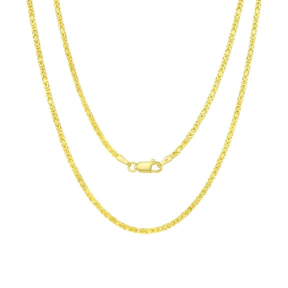 Nuragold 10k Real Yellow Gold Byzantine Square Link 2mm Necklace (16"-24") Italian Jewelry for Men & Women