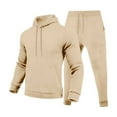 thumbnail image 4 of Mens Pure Basic Sweatsuits Two Piece Sets Fleece Pullover Sweater Blouses Long Sleeved Hooded Sweatshirt Athletic-Fit Track Pants Drawstring Elastic Waist Jogger Pants with Mutil Pockets, 4 of 5