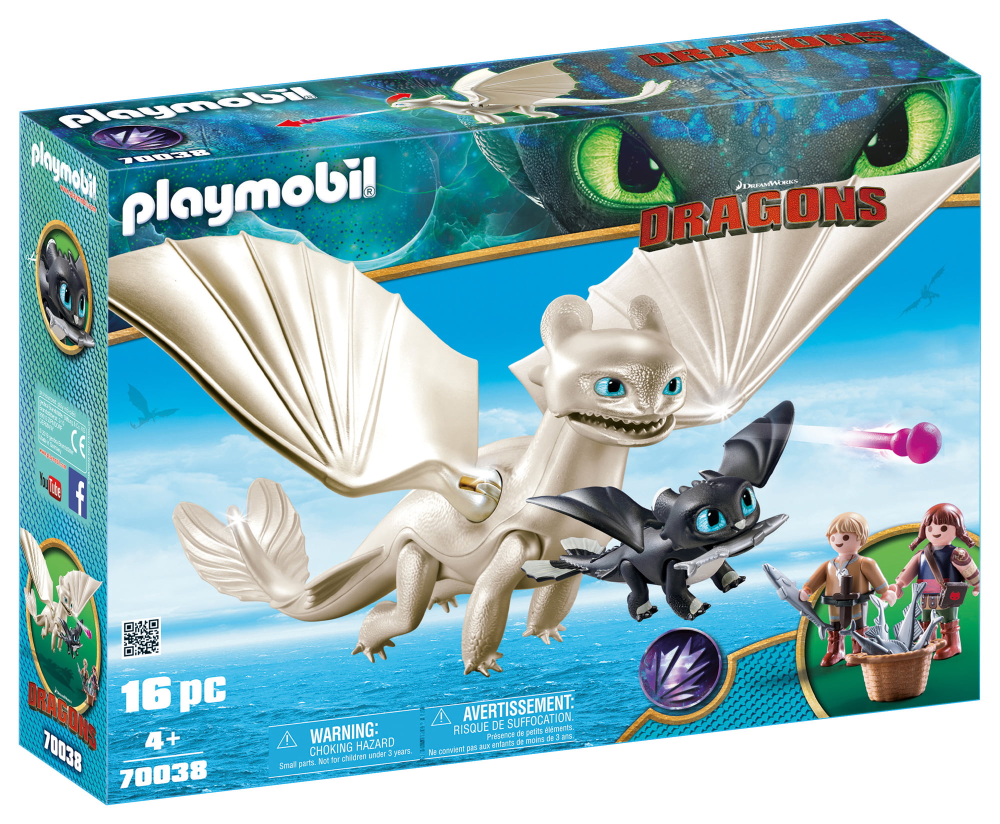PLAYMOBIL How to Train Your Dragon III Light Fury with Baby Dragon and  Children Action Figure Sets