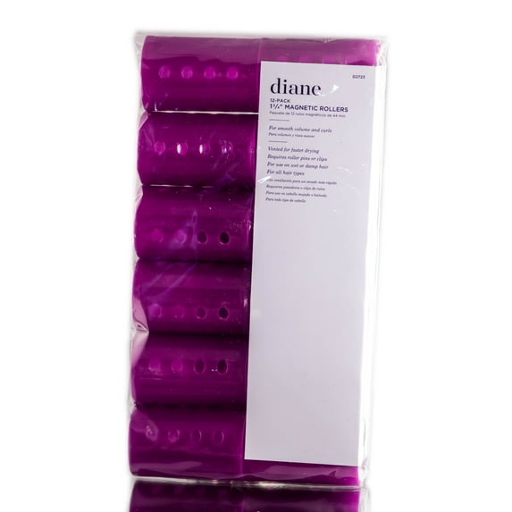 1 3/4'' , Diane Lavender Magnetic Rollers , Hair Scalp - Pack of 2 w/ SLEEKSHOP Teasing Comb