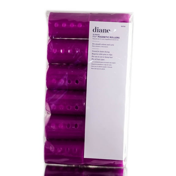 1 3/4'' , Diane Lavender Magnetic Rollers , Hair Scalp - Pack of 1 w/ SLEEKSHOP Teasing Comb