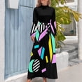 thumbnail image 3 of 80's pattern Long Dress elegant women's sets dress for women, 3 of 4