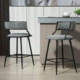 thumbnail image 3 of Set of 2 26'' Counter Height Bar Stools, Grey - PU Cover, Black Powder Coating Base with Footrest, for Kitchen Island​, 3 of 11