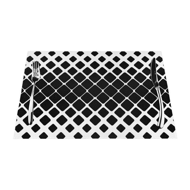 XMXY Woven Placemats Set of 4 PCS, Square Rounded Diagonal Table Mats Washable Heat Resistant