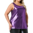 thumbnail image 2 of DARING DIVA Women's Plus Shiny Metallic Tank Top Sleeveless Party Blouse 4X Purple, 2 of 6