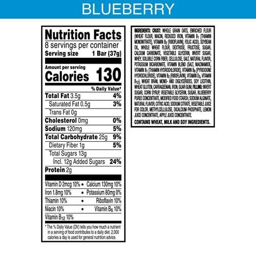 Nutri-Grain Soft Baked Breakfast Bars, Kids Snacks, Whole Grain, Blueberry, 10.4Oz Box (8 Bars) - Pack of 2