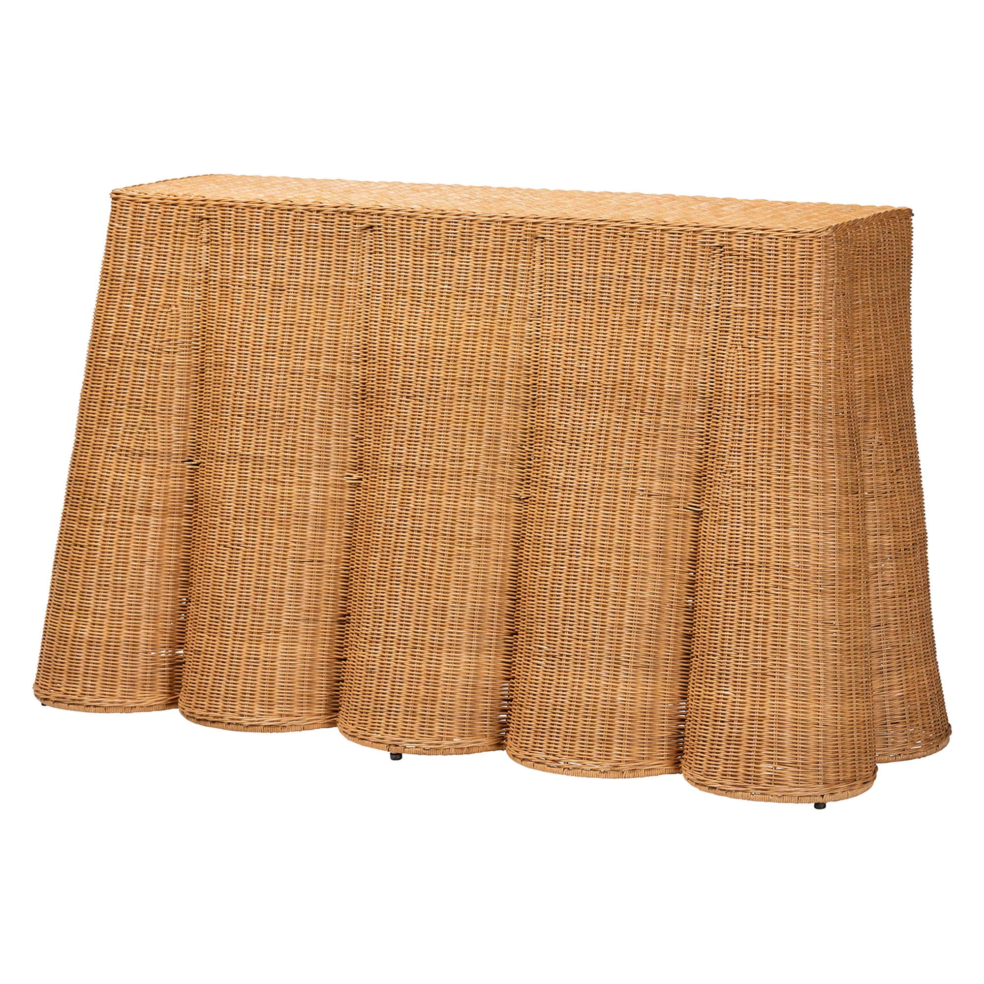 bali & pari Palm Boho Console Table, Natural Rattan, Honey