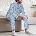 thumbnail image 7 of Salouo Rainbow Dinosaur Print Button-Front Long Sleeve Pajama Set for Men, Soft 2Pjs Men's Long Sleeve Sleepwear-Medium, 7 of 7