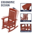 thumbnail image 4 of Patio Slat Rocking Chair, HDPE Plastic Weather Resistant Porch Rocker, Red, 4 of 8