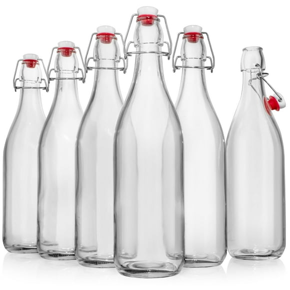 Botellas de vidrio WILLDAN con tapa swing top de 1 L [paquete de 6] para kombucha