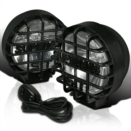 

Spec-D Tuning 2PC 6 Round Black Clear Work Fog Lights + Super 4X4 Guard + H3 Bulbs + Switch + Wiring Pair