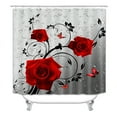 1PCS Red Rose Shower Curtain, Polyester Waterproof Fabric Shower