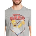 thumbnail image 5 of The Simpsons Men’s and Big Men’s Beer Valentine’s Day Short Sleeve Tee, 2-Pack, Sizes XS-3XL, 5 of 6