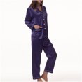 thumbnail image 2 of ShomPort Pajamas Sets Women's Two Piece Outfits Long Sleeve Sleepwear Satin Soft Button down Loungewear Pjs Set, 2 of 6