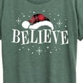 thumbnail image 3 of Instant Message - Believe Plaid Santa Hat Christmas - Women's Short Sleeve Graphic T-Shirt, 3 of 6
