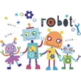 thumbnail image 3 of Adhesivos de pared con dibujos animados de robots de PVC, bonitos robots alienígenas, 29,5 x 29,5 cm, 3 of 4