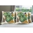 thumbnail image 2 of Ambesonne Monstera Throw Pillow Cover Pack of 4, Nature Scandinavian Boho, 4 Pcs-26" x 26", Fern Green and Pale Coffee, 2 of 5