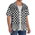 thumbnail image 4 of KLL 3d Black and White Chessboard Print Men's Shirt Short Sleeve Button Down Summer Cuba Beach Shirts- Small, 4 of 7