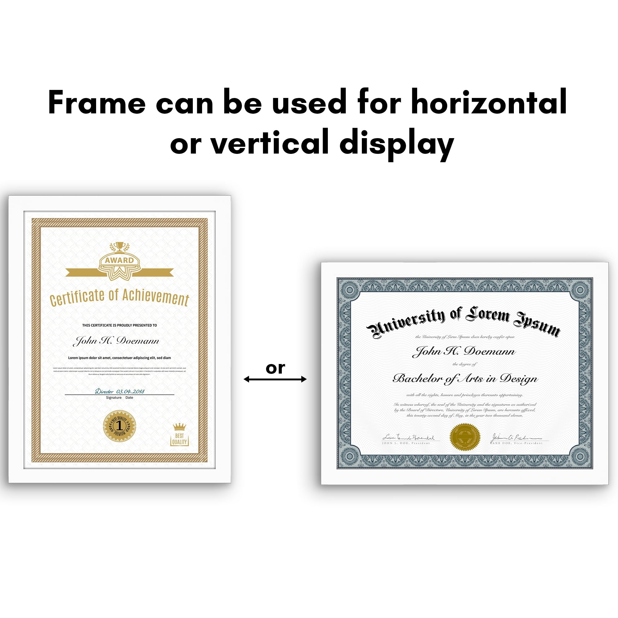 Americanflat 8.5x11 Picture Frame with Polished Plexiglass 5 Pack Legacy Collection Certificate Frames - White