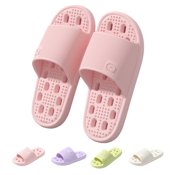 IEMIEMIEM Shower Shoes for Women with Drain Holes Non Slip Quick Dry Bathroom Slippers Comfortable Shower Sandals College Dorm Gym Pool Indoor Outdoor 5-6 wide