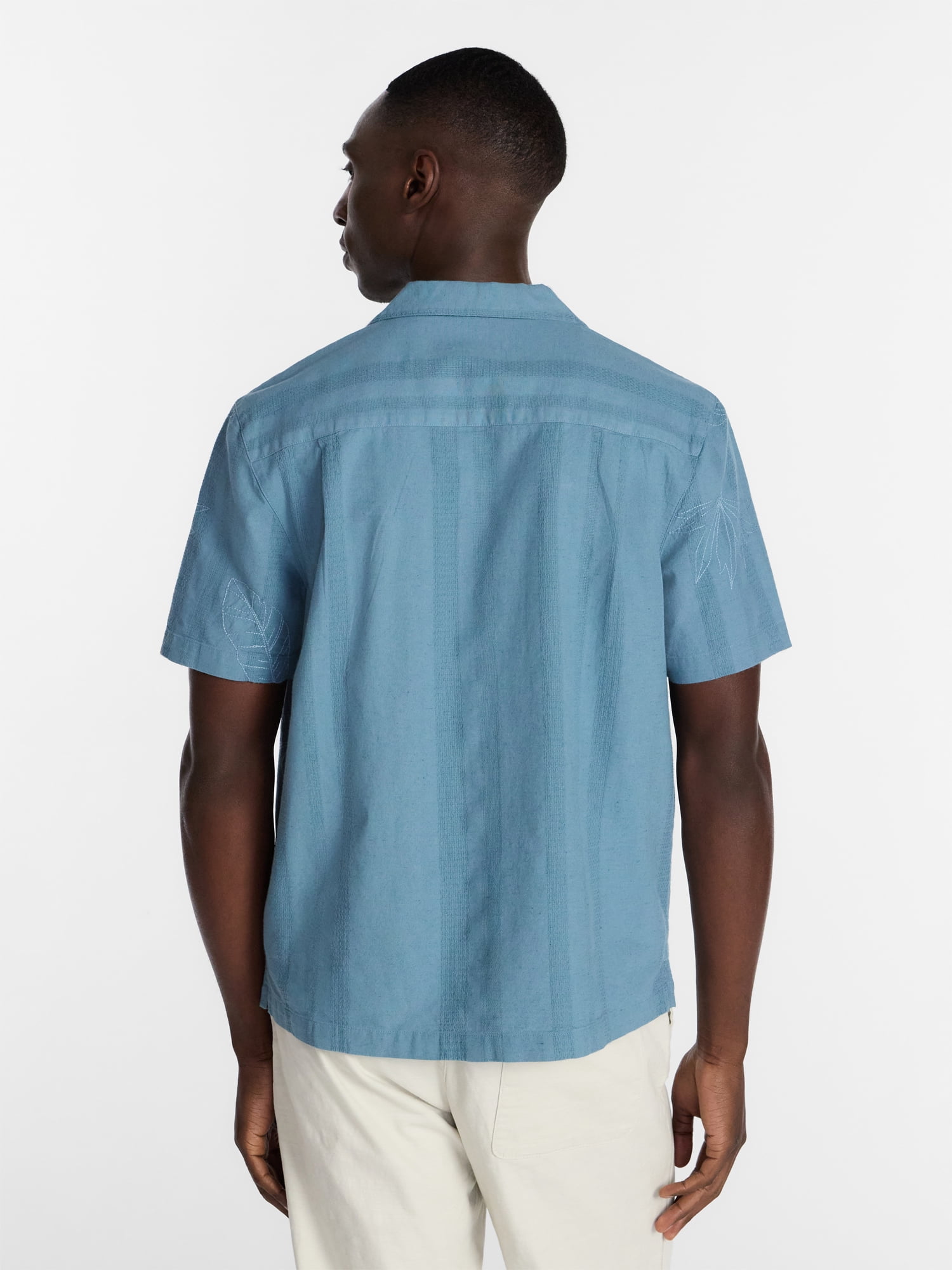 George Men's Embroidered Camp Shirt with Short Sleeves, Sizes S-5XL