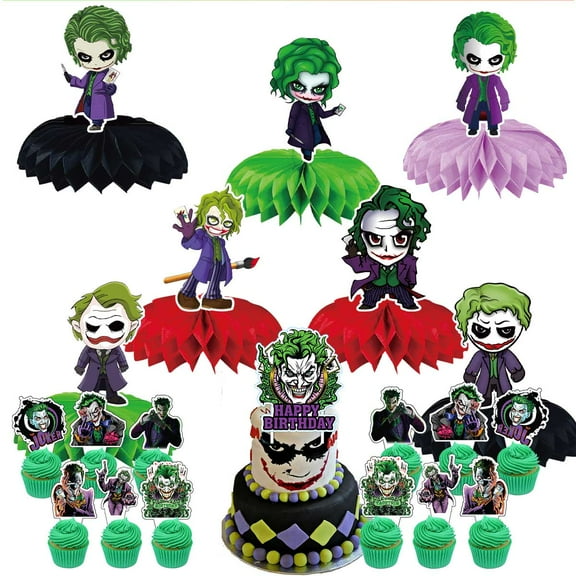 Joker Movie Party Decor Supplies Honeycomb Centerpieces Table Toppers Cake Toppers Decorations for Birthday