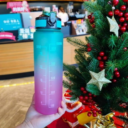 

1000ML Water Bottle with Time Marker Leakproof BPA Free Gradient Color Water Jug Ensure You Drink Enough Water Daily for Fitness Gym and Outdoor Sports Travel