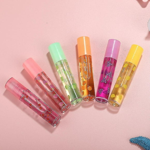 6pcs Fruit Flavor Lip Gloss Fruity Roll On Lip Gloss Kissing Fruit Gloss For Women And Girls