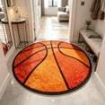 thumbnail image 5 of Basketball Shaped Round Area Rug,31.5in Soft Fluffy Sports Theme Floor Mat,Non Slip Circular Carpet for Bedroom Living Room Entryway Home Indoor Sports Style Decor, 5 of 6