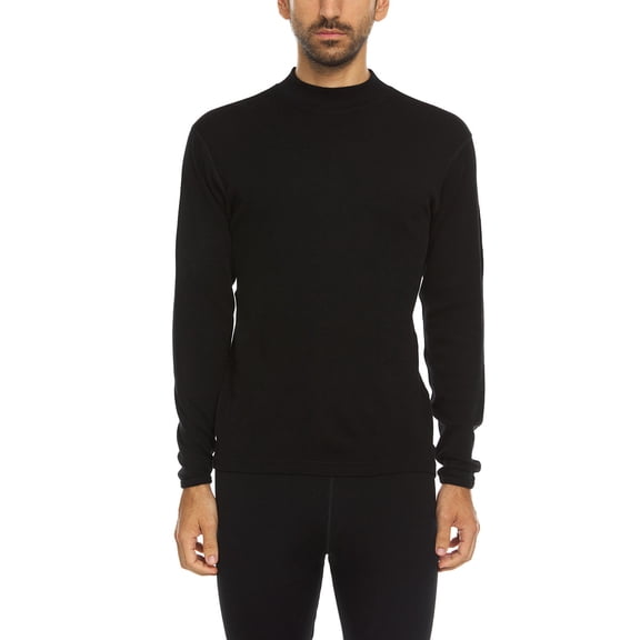 Men's Merino Wool Midweight Rogers Mock Neck - Long Sleeve - Black - Large