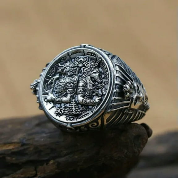 Men's Stainless Steel Vintage Anubis Egyptian Ring Jewelry Pharaoh Stamp Gothic