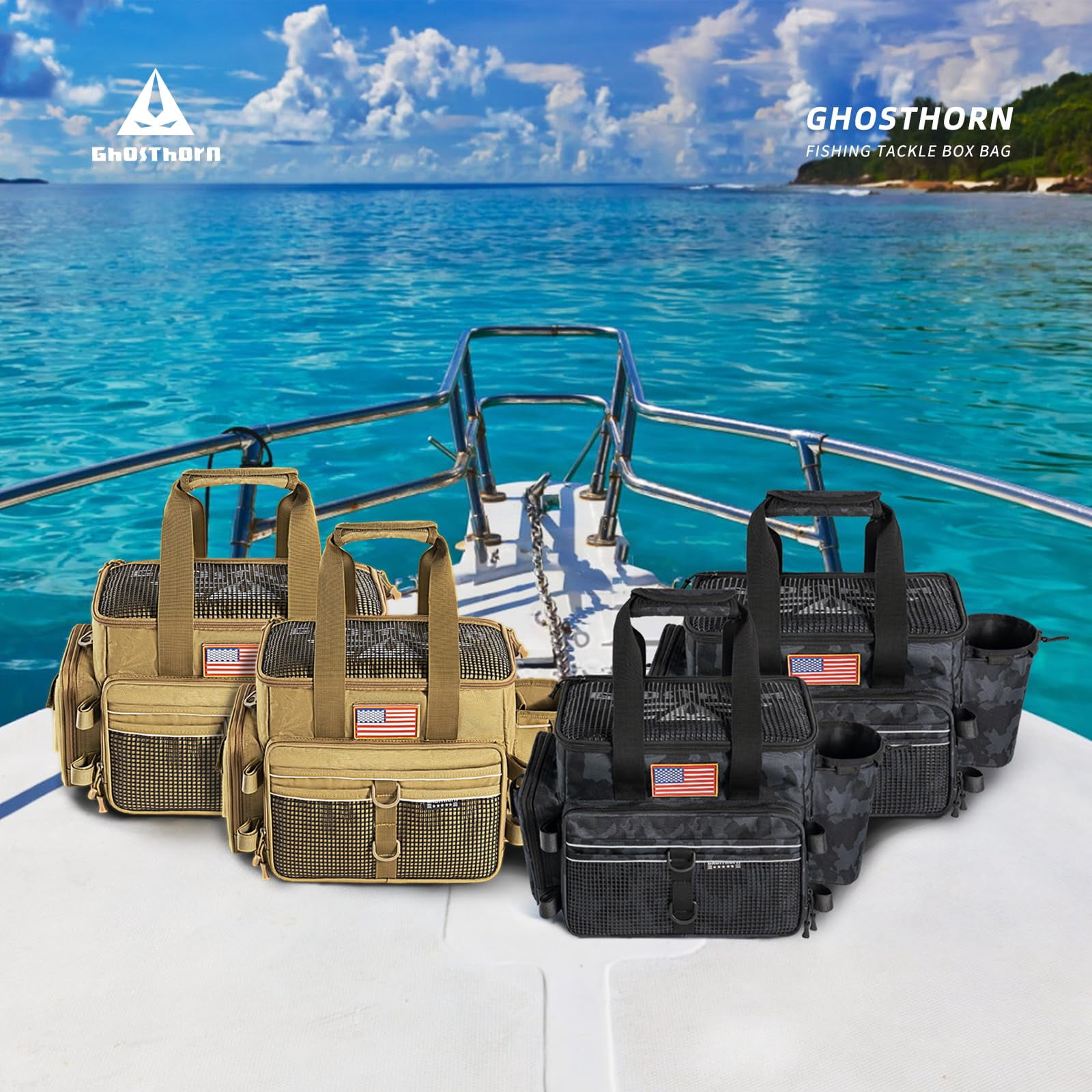 Ghosthorn Fishing Tackle Bags Salt Water Resistant Tackle Box Bag -large capacity tackle storage