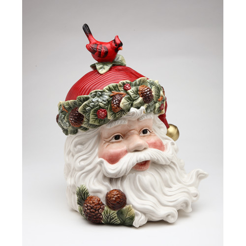 Cosmos Gifts 10 3/4Inch Evergreen Holiday Santa Cookie Jar