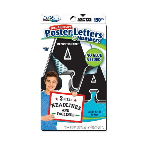 ArtSkills 2.5" and 4" Black and White Paper Letter and Number Stickers, 310Pc