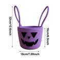thumbnail image 3 of Halloween Woven Pumpkin Candy Basket with Handles, Cotton Rope Storage Tote for Trick or Treat, Decorative Candy Bowl for Candies Storage, Spooky Gift Basket Container 7x6.3Inch, 3 of 8