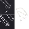 thumbnail image 4 of Rosario cristiano de perlas para hombres y mujeres, collar con crucifijo, recuerdo de oración (blanco), 4 of 6