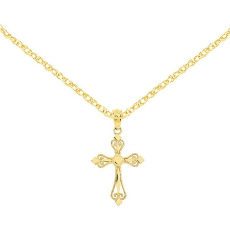 09 Pendants Mini Pendant - 14kt Gold Mini Budded Cross Pendant